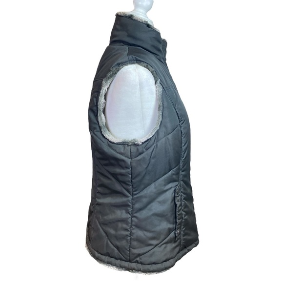 Valerie Stevens Reversible Faux Fur Vest L Full Zip Winter Warm Black Blush Pink - Picture 5 of 12